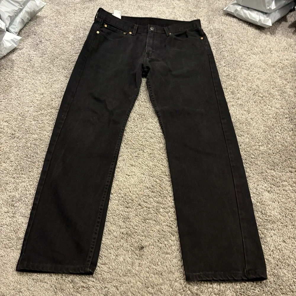 Vintage Levis 505 Jeans Mens 36 X 32 Black Regular Fit Straight Leg Y2K Denim